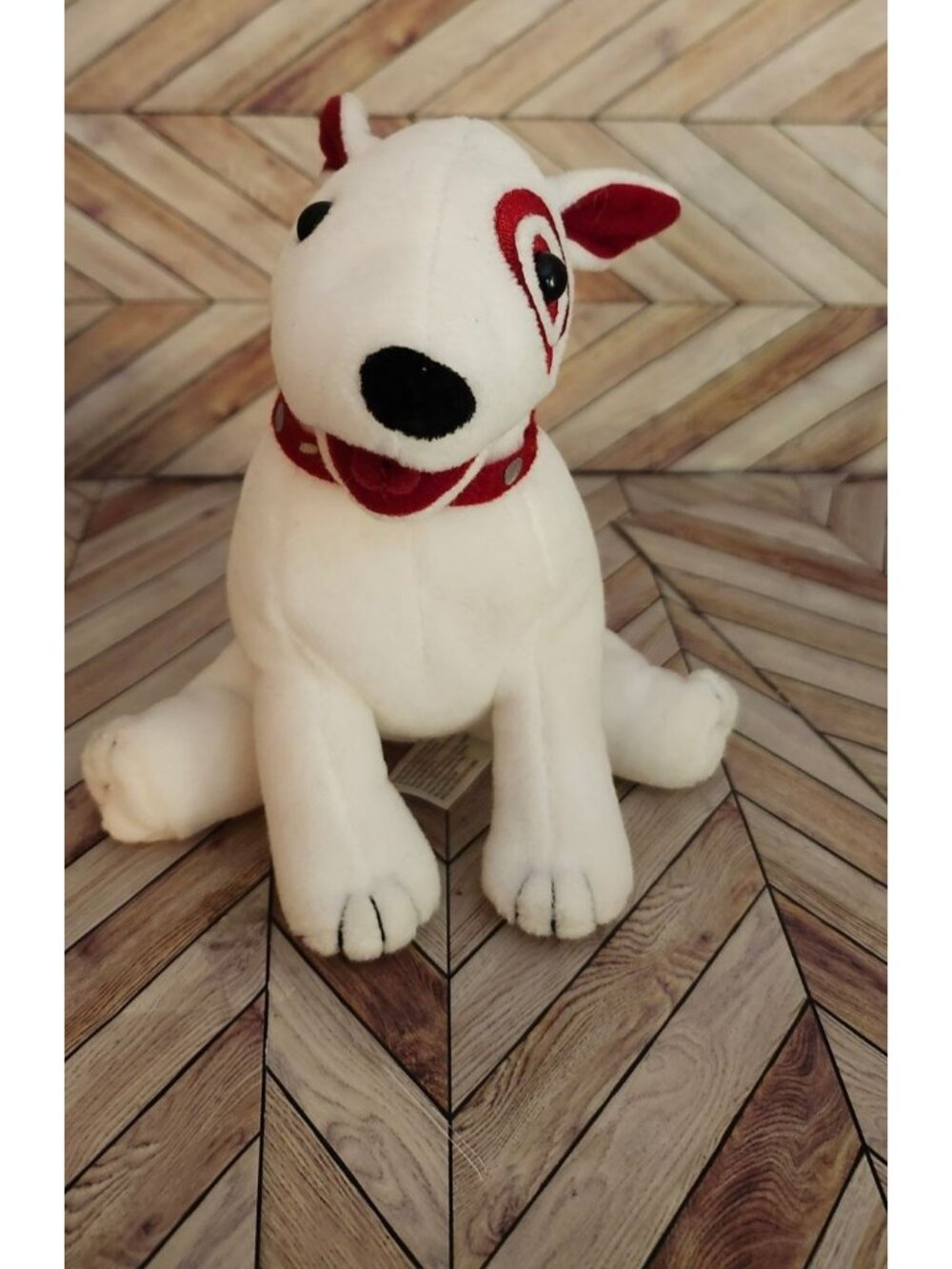 2001 Target Spot Bullseye White Red Collar Plush Dog 7"